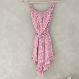 Pink strapless romper
